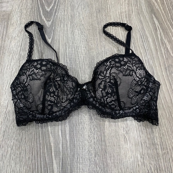 H&M Other - H&M Lacy Black Tan Lace Bra 34a Wired C2